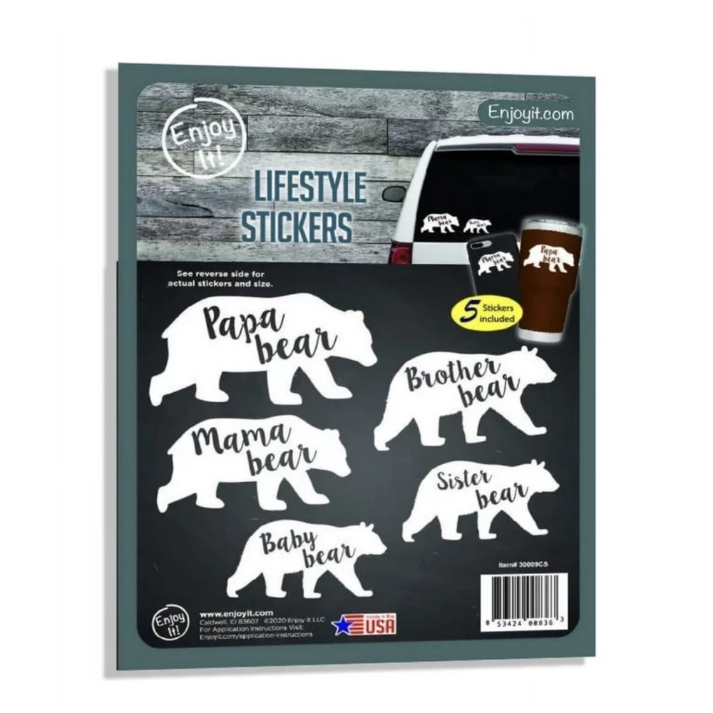 Enjoy It Mama Bear, Papa Bear, Brother Bear, Sister Bear, Baby Bear Car Stickers